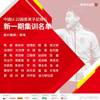 国奥新一期集训名单：张玉宁领衔，段刘愚、朱辰杰在列