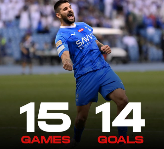 米特罗维奇闪耀沙特国王杯助利雅得新月3-0晋级半决赛