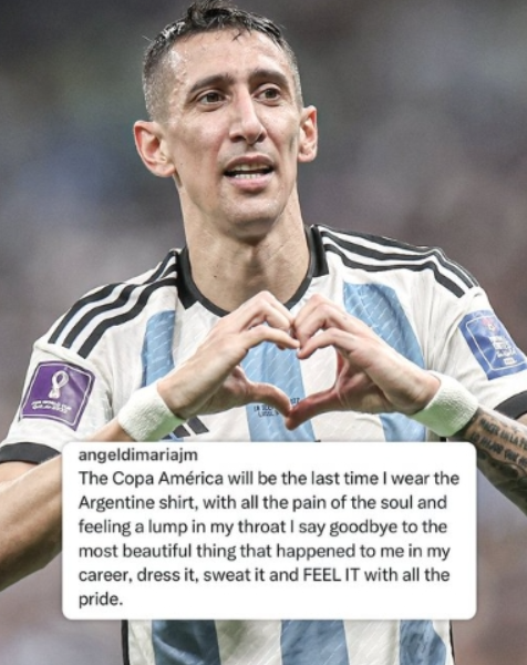 阿根廷球星迪马利亚宣布将在明年美洲杯后正式退出国家队