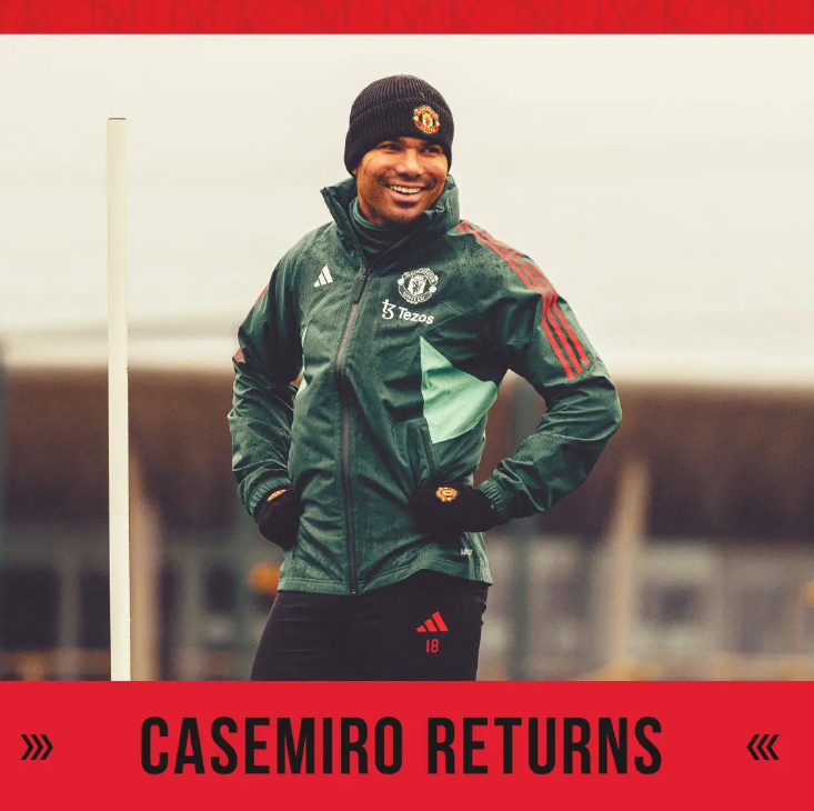 曼联老将卡塞米罗迈向复出将重返球场