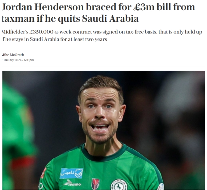 英媒分析：亨德森若冬窗回归英超将面临300万英镑税款