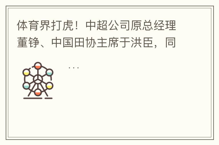 体育界打虎!中超公司原总经理董铮、中国田协主席于洪臣,同一天通报被查