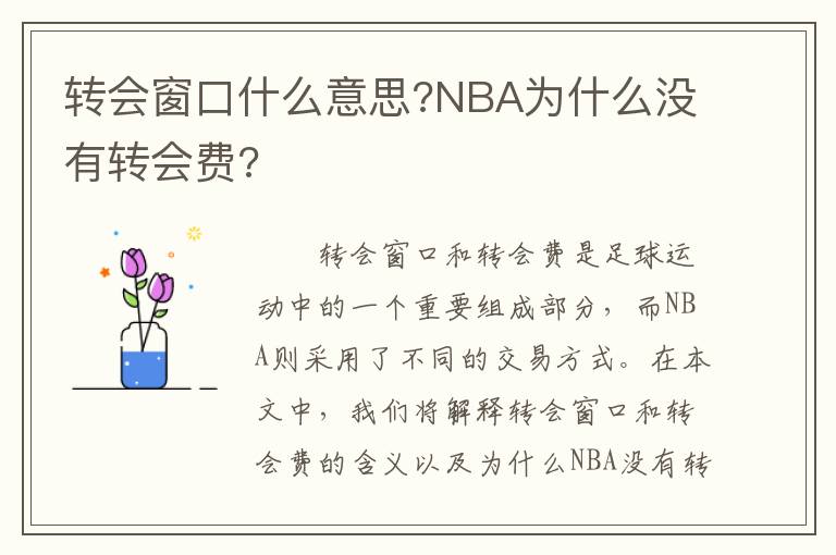 转会窗口什么意思?NBA为什么没有转会费?
