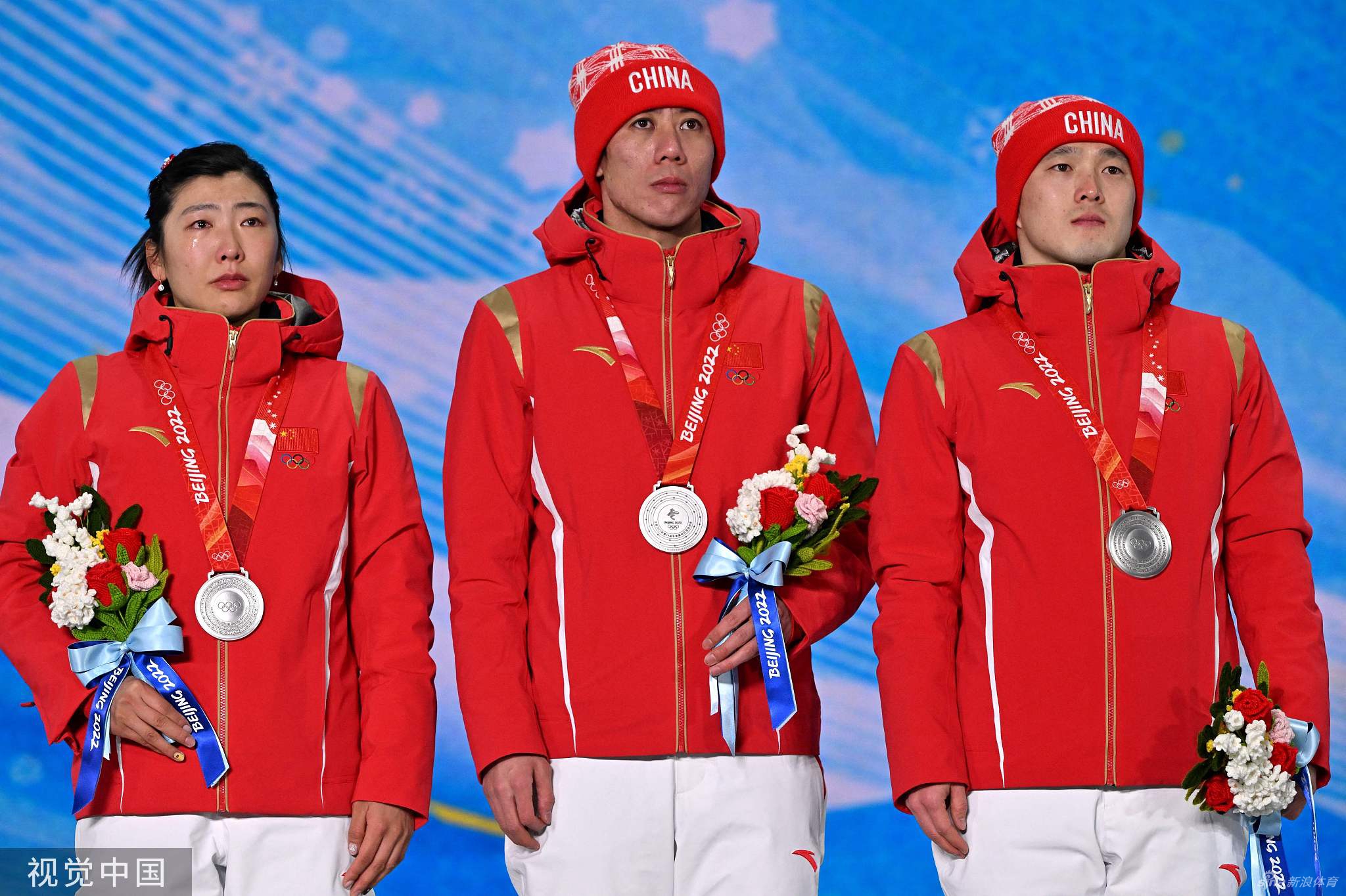 空中技巧混合团体颁奖仪式 中国队获颁银牌（空中技巧国家队）