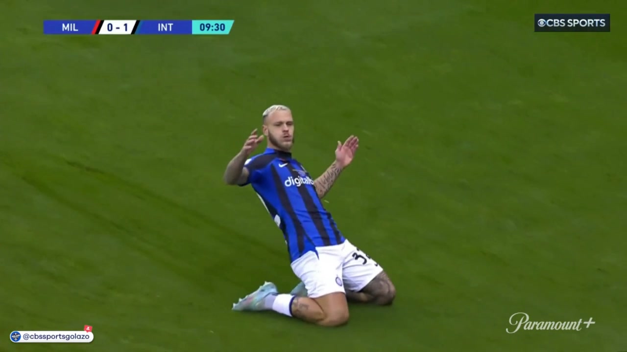 国米前场连续配合 巴雷拉助攻迪马尔科推射攻破米兰（国际米兰队员迪马尔科）