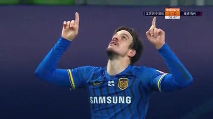 中超-桑蒂尼破门蒋哲直红 苏宁总比分2-1当代锁定前四