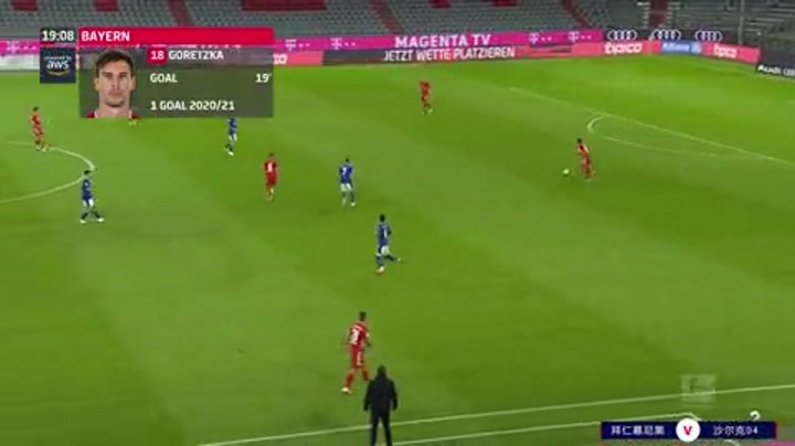 德甲揭幕战-拜仁8-0血洗沙尔克 萨内首秀1射2传格纳布里戴帽（拜仁8-0狂胜沙尔克萨内）