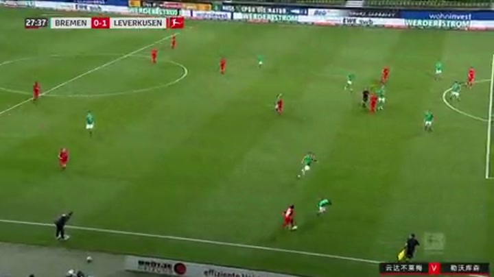 德甲-哈弗茨头槌梅开二度 勒沃库森客场4-1不莱梅（不莱梅对勒沃库森）