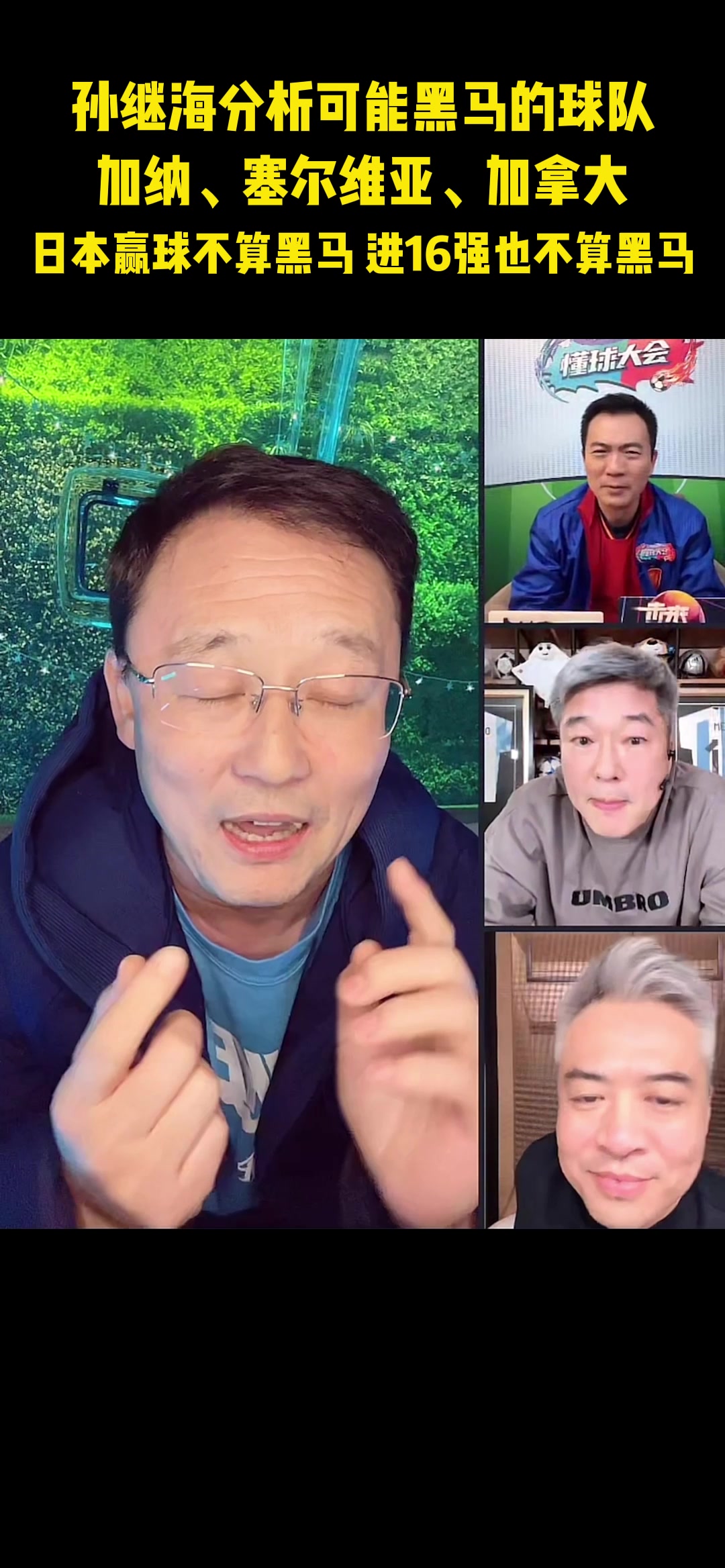 孙继海:加纳 塞尔维亚 加拿大可能黑马