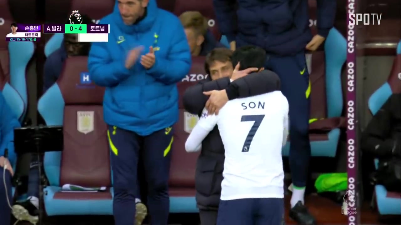 孙兴慜戴帽被换下后遭孔蒂亲吻（孙兴慜打脸）