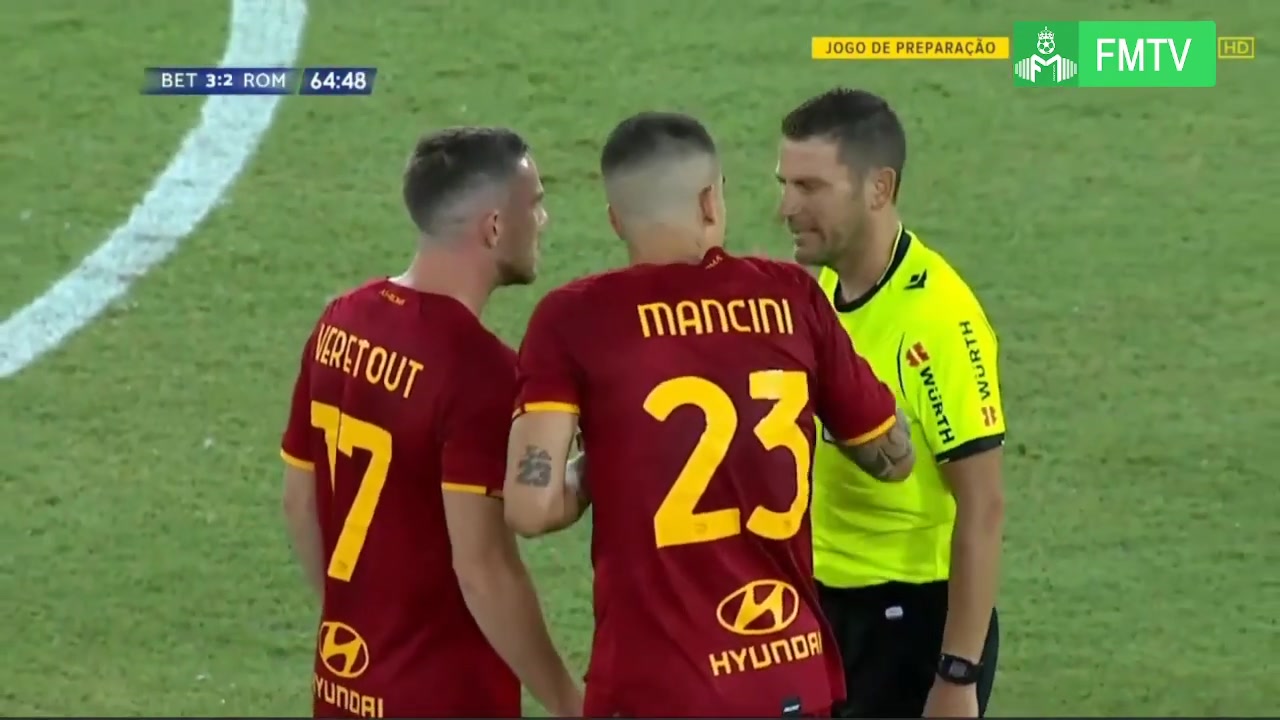 【集锦】友谊赛-穆帅染红+罗马三将被罚下 贝蒂斯5-2大胜8人罗马（穆帅罗马引援）