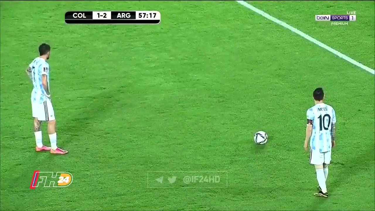 梅西任意球攻门遭奥斯皮纳神勇扑出