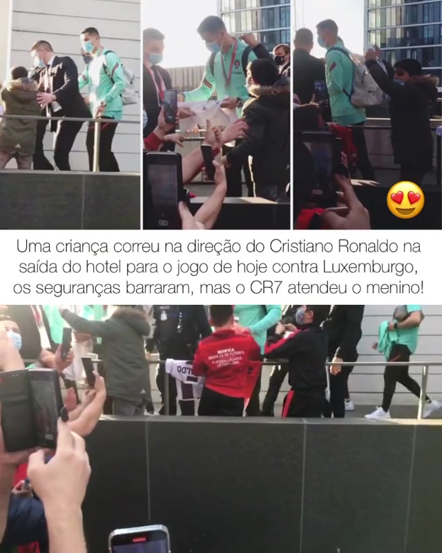 有爱！小球迷被保安阻拦C罗停步签名（c罗踢保安）