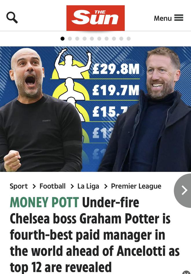 (切尔西足球俱乐部主教练)足坛收入最高的12名主教练!切尔西前任主帅波特的月薪为841万元