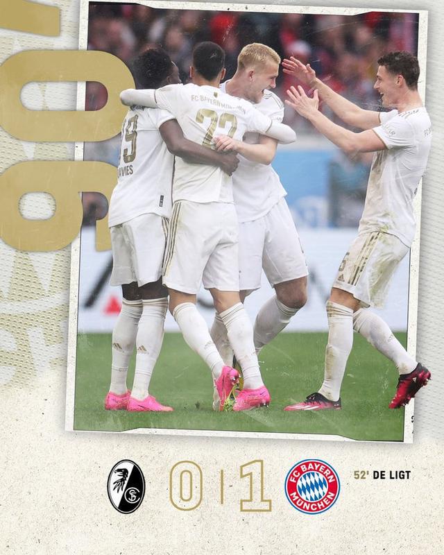 （德甲拜仁对弗赖堡）德甲-德利赫特轰世界波 堂安律中柱 拜仁1-0复仇弗赖堡