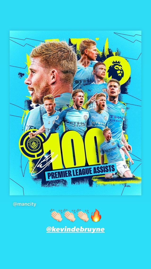 （哈兰德和德布劳内）感谢做饼师傅！哈兰德转发德布劳内英超100助海报：