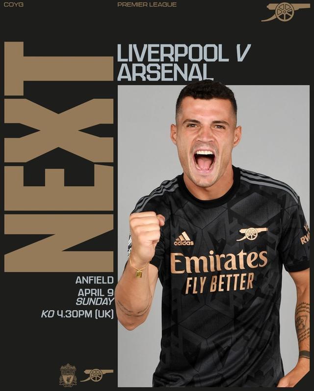 （阿森纳打利物浦）焦点对决，阿森纳官方晒对阵利物浦海报，扎卡单人出镜