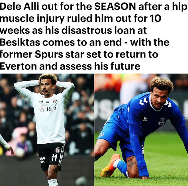 （阿里夫·埃金）英媒：埃弗顿确诊阿里臀部受伤 至少伤停10周 赛季已报销