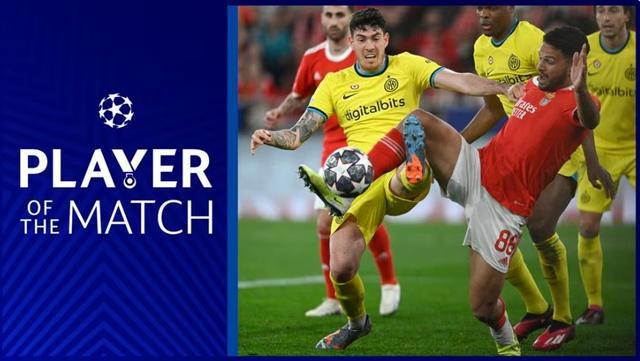 （国米巴斯托尼怎么样）官方：巴斯托尼当选国米vs本菲卡全场最佳球员