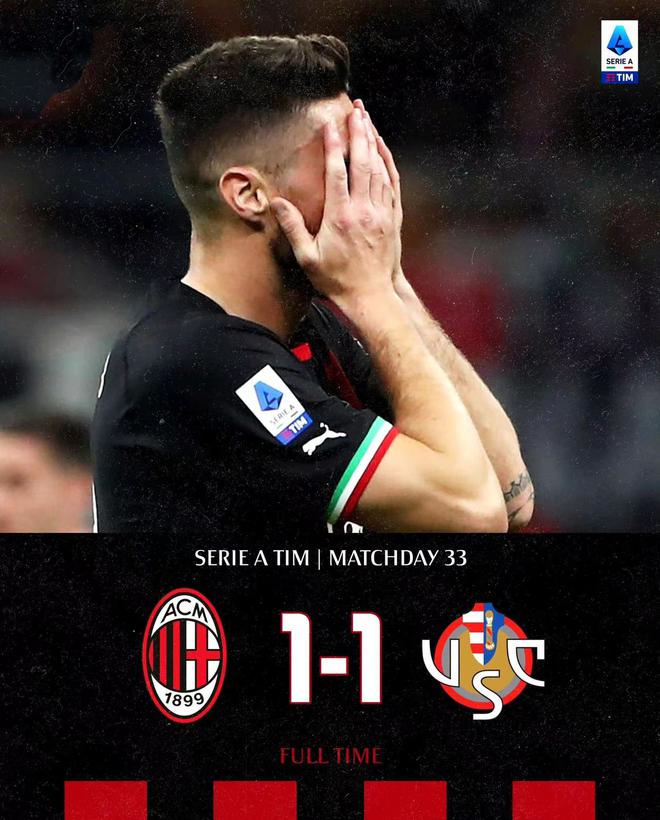 （米兰绝平）又掉链子！米兰憾平鱼腩降至第6，孤注一掷保欧冠错了吗？