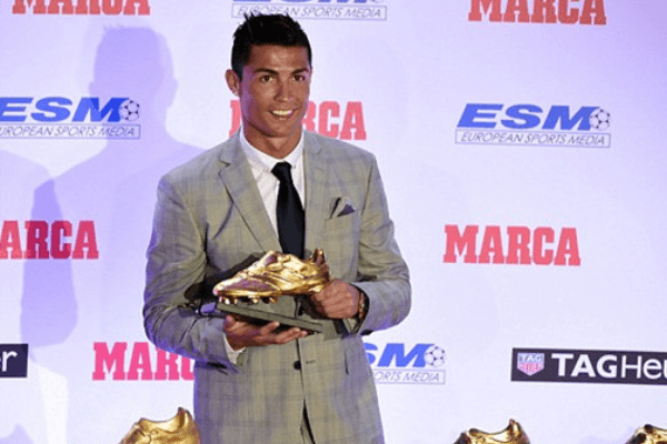 C罗获得过哪几个联赛的金靴奖？